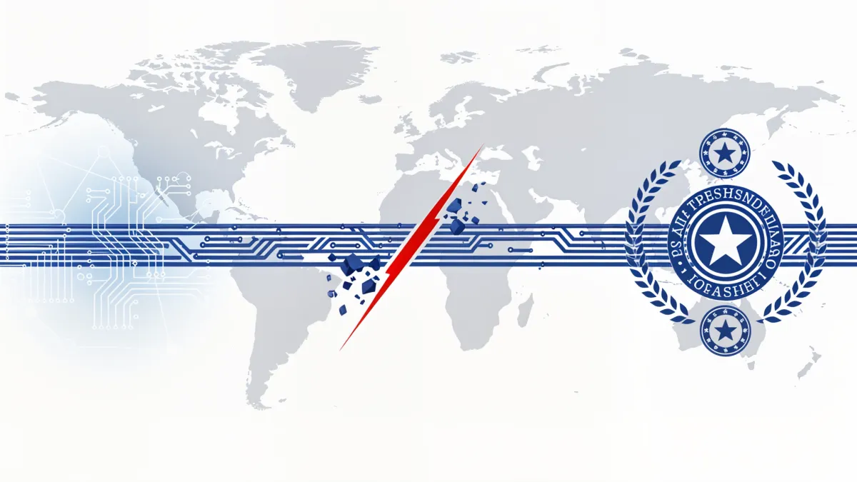 Abstract representation of a severed data connection between continents